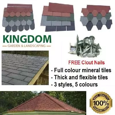 Roofing Felt Shingles Tiles Roof Asphalt Shed Houses Square Fishscale Hexagonal • £25.99