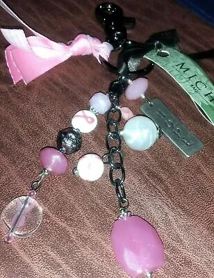 NEW In Pkg Miche Charmers  HOPE  NEW Sealed Purse Charms Glass Beads Pink Ribbon • $6.95