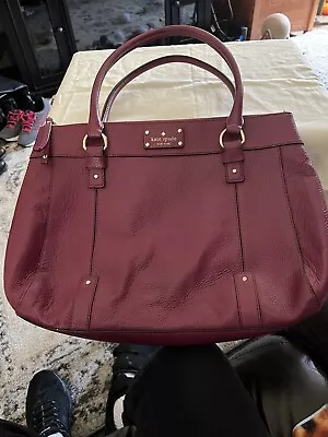 Kate Spade New York Tote Purse Handbag Leather Large Burgundy 16/11/3 Exc! • £72.32