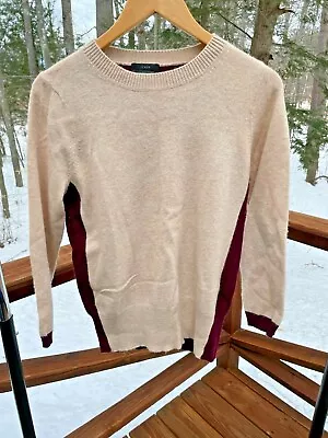 J. Crew Women M Wool Nylon Cashmere Camel Elbow Patches Crew Sweater Barely Worn • $24.56