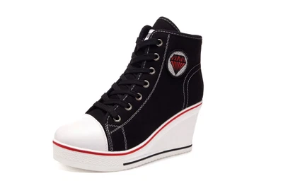 $32.15 • Buy New Lady's High Top Wedge Heel Sneakers Women Pumps Lace Up Sport Shoes Canvas