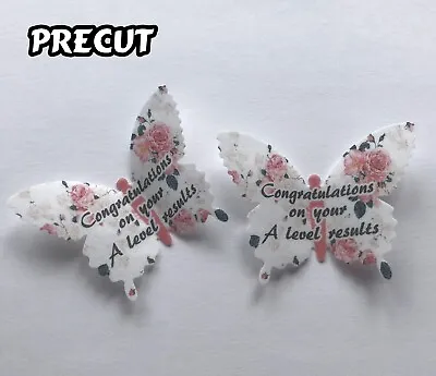 12 Congratulations A Level Results Exams Wafer Butterflies Cupcake Cake Toppers • £3.55
