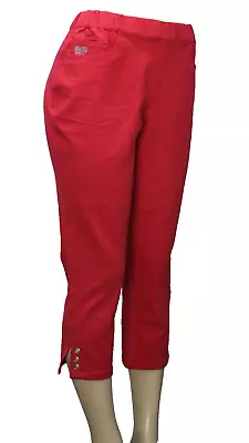 Dream Jeanne By Quacker Factory Women's  Pull On Capri Pants Stretch Red Size M • $22