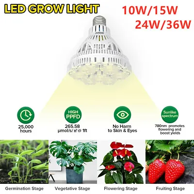£22.99 • Buy SANSI 36W/24W LED Plant Grow Light Bulb Full Spectrum Indoor Seeding Plant Lamp