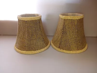 Lot Of 2 Small Brown/Burlap Lamp Shades W Trim Soft Material Fr Shipping  • $27.49