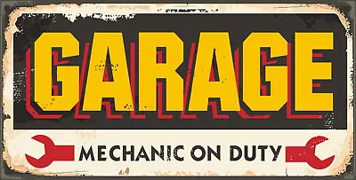 Vintage Retro GARAGE MOT Mechanic On Duty Tools Repair Dad Man CAVE Metal Sign • £2.99