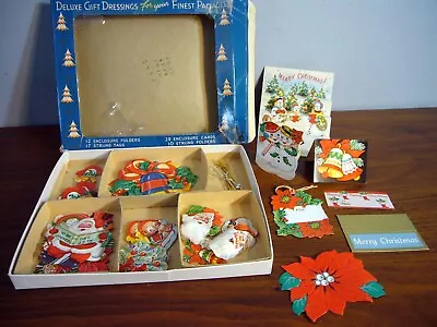 $49 • Buy 150 + Christmas Package Gift Tags Seals Cards Box Retro Vintage Flocked Gummed