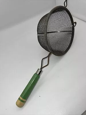 Metal Strainer Green And White Vintage • $5