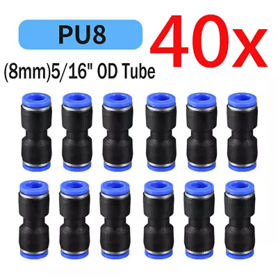 40 Pcs Air Pneumatic 5/16 To 5/16  (8mm) Straight Push In Connectors Quick • $15.95