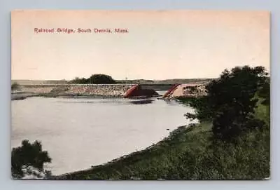 Railroad Bridge SOUTH DENNIS Massachusetts Antique Hand Colored Cape Cod 1909 • $19.99