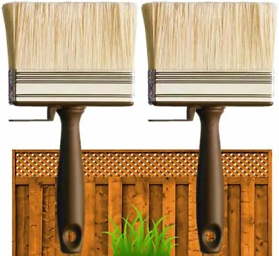 2 X 4  SHED FENCE & DECKING PAINT BRUSH GARDEN WALL TIMBER WOOD BLOCK PASTE WIDE • £5.99