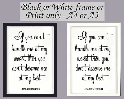 £4.95 • Buy Print Marilyn Monroe Quote Wall Art Framed Picture Poster Film Icon A3 A4