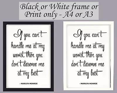 £9.95 • Buy Print Marilyn Monroe Quote Wall Art Framed Picture Poster Film Icon A3 A4