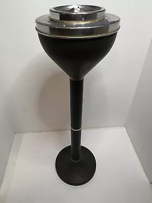 Vintage 1970's 1980's Art Deco Style Black Self Cleaning Standing Ashtray 24  • $49.95