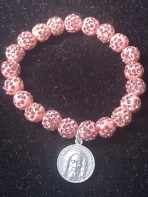 HOLY FACE OF JESUS Beaded Bracelet (Pink Rhinestone) - **Veronica's Veil** • $8