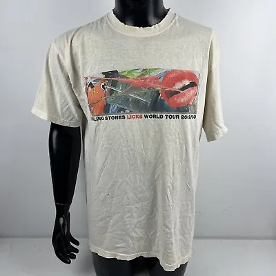 Rolling Stones Licks World Tour 2002/03 T-Shirt Vintage White Mens Large • $99.95