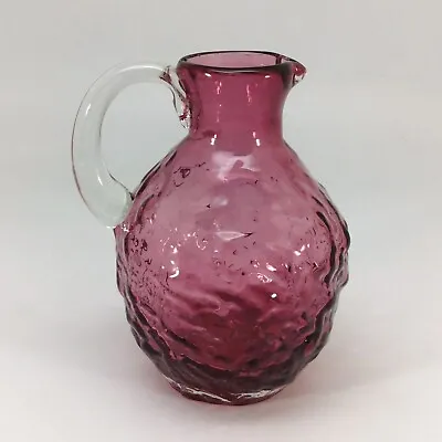 Vintage Pilgrim Cranberry Glass Mini Pitcher Vase Hand Blown MCM • $10.99