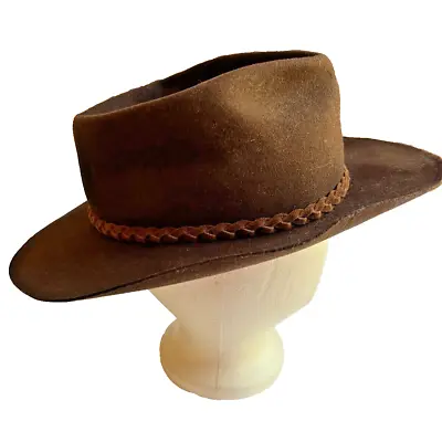 Hopkins Fifth Avenue Hat Size XL Mens Wool Brown Western Cowboy Outdoor USA Vtg • $38.99