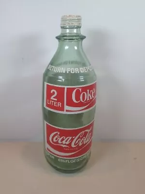 Vintage 1970's Coca-Cola 2 Liter 67.6 Fl Oz Size Empty 13  Glass Bottle W/ Cap • $29.99