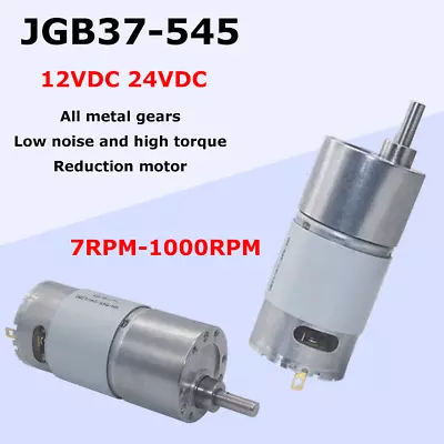 JGB37-545 DC12V 24V Large Torque Speed Reduction Gear Motor With Metal Gearbox • $18.02