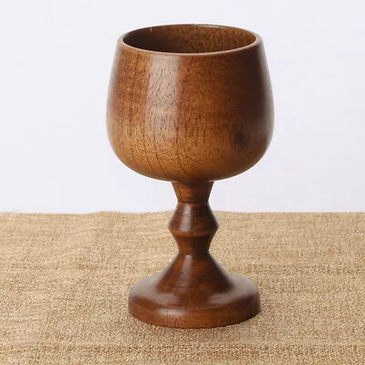 Wooden Goblet Red Wine Cup Primitive Handmade Coffee Cup Handcrafted 13cm New • $27.73