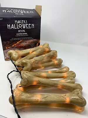 Maker’s Halloween Decor Lighted Bones - 12 Bones With 36 Lights - Tested Works • $18