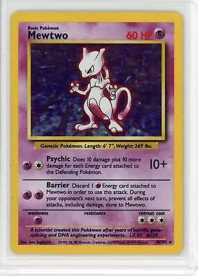 4TH PRINT Mewtwo Base Set 10/102 Pokemon Holo Rare 1999-2000 WOTC Vintage • $49.99