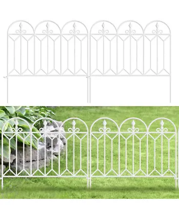 5Pack Decorative Garden Fence For Landscaping White Panels Rust Proof Metal 24”x • $39.99