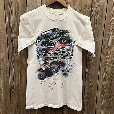 Monster Jam Truck Autograph Graphic Tee Shirt (White) Size Men’s Small • $15