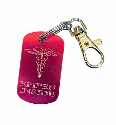 EpiPen Inside SOS Medical Alert Army Style Tag On Keyring • £4.99