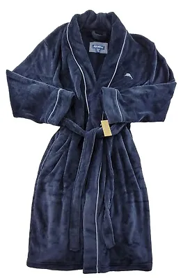 Tommy Bahama Men’s Size S/M Bath Robe Spa Navy Plush Fleece W/Marlin Logo NWT • $49.95