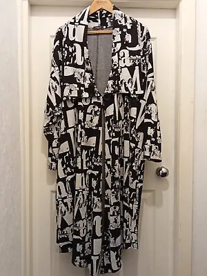 £45 • Buy Cover Up Femme Black & White Long Oversized Maxi  Coat Size 20/22