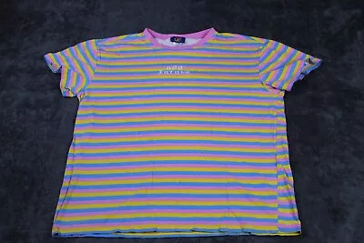 Odd Future Shirt Women Medium Striped Pink Yellow Short Sleeve Crewneck OFWGKTA • £14.32