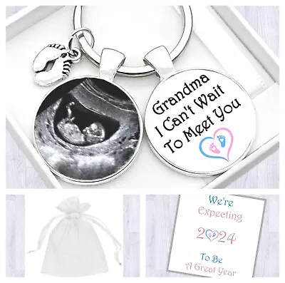 Grandma To Be Gift. Pregnancy Announcement Gift. Baby Scan Photo Keyring. • £5.95