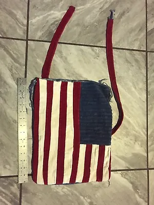 Vintage 1970’s Denim Jean Backpack Bag Blue USA American Flag • $12.50