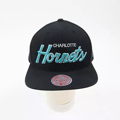 Mitchell Ness Charlotte Hornetts Script Logo Hat Cap Black NEW Snapback HWC • $18.99