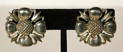 Vtg. MMA Metropolitan Museum Of Art Sterling Silver 925 Floral Clip Earrings • $24.25