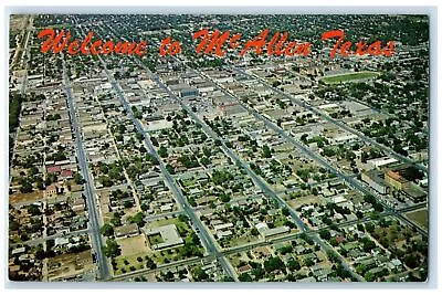 C1950's Welcome To McAllen Aerial View Highway Roads Buildings Texas TX Postcard • $29.95