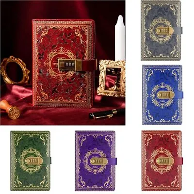 Vintage Leather Journal Notebook With Lock B6 Embossed Flower Secret Diary • $26.05