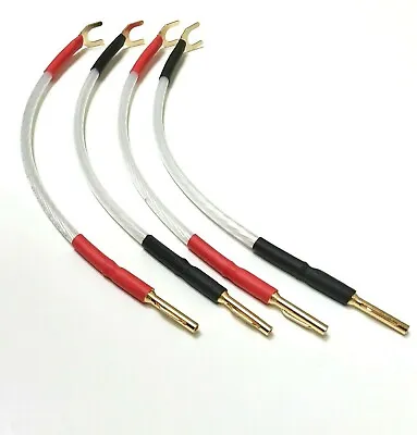 QED REVELATION Signature JUMPER LINKS 4 X 12cm SPOFC Speaker Cable Spade To Plug • £21.95