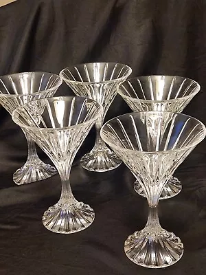 Mikasa Park Lane Martini Glass Set 5 Vertical Design Crystal 6 3/4 T  1987- 2010 • $125