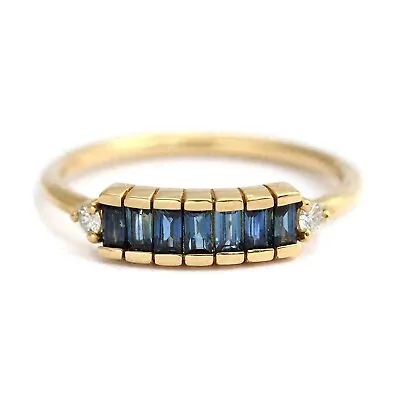 1.30Ct Lab Created Lab Created Blue Sapphire Vintage Ring 14k Yellow Gold Plated • $104.95