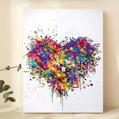 Stunning Love Heart Colourful Canvas Picture Print Poster Banksy Colour Of Love • £21