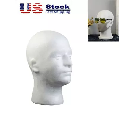 $9.89 • Buy Male Foam Wig MANNEQUIN 13  Head Stand Display Hat Glasses Earphones White USA