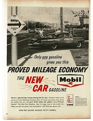 1959 Mobil Mobilgas Economy Run Chevrolet Biscayne Vintage Print Ad • $8.95