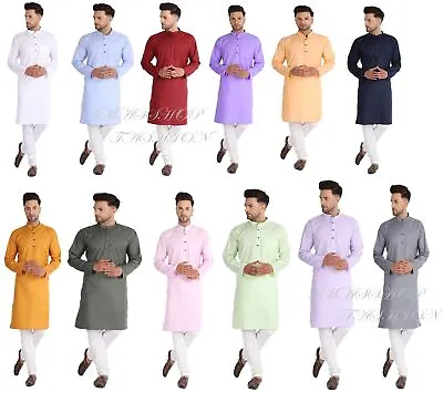 Men's Soft Cotton Kurta Payjama Set Comfortable Ethnic Dress Free Shipping • $20.23