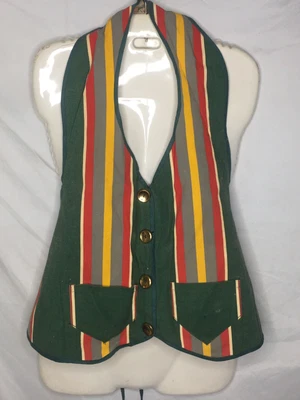 $24.64 • Buy Striped St Patricks Day Vest Apron Tie-On Cotton Canvas One Size Vintage 1960s