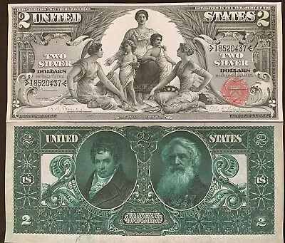 Reproduction $2 Bill Educational Note 1896 Silver Certificate Morse Fulton • $3.99