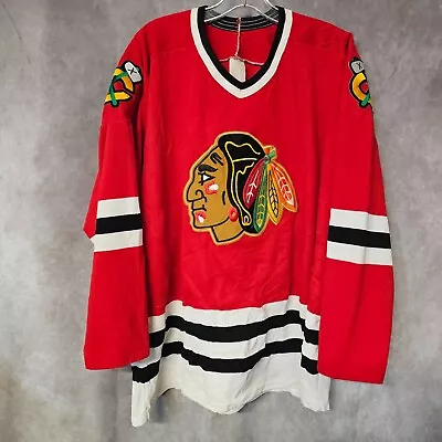 Vintage 90s CCM NHL Chicago Blackhawks Red Hockey Jersey Mens XL Sewn • $39.99