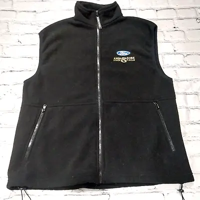 Ford Motor Fleece Vest Men's Medium Ambassadors Inner Circle Black Made In USA • $14.99